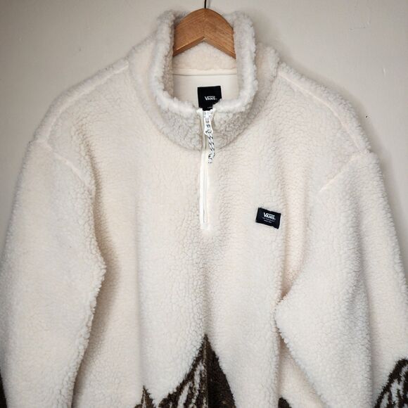 Vans Mt Sherpa Q Zip Fleece Jacket Sweatshirt Mountain Mens Large Ski High Pile - Picture 5 of 15
